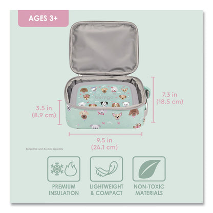 bentgo® Kids Insulated Lunch Tote, Puppy Love Theme, 7.3" x 3.5" x 9.5", Mint Green/Multicolor (BEODBGPPY)