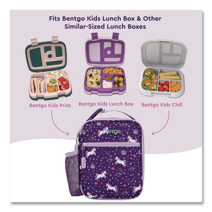 bentgo® Kids Insulated Lunch Tote, Unicorns Theme, 7.3" x 3.5" x 9.5", Purple/Multicolor (BEODBGUNI)