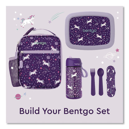 bentgo® Kids Insulated Lunch Tote, Unicorns Theme, 7.3" x 3.5" x 9.5", Purple/Multicolor (BEODBGUNI)
