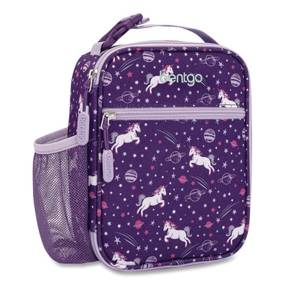bentgo® Kids Insulated Lunch Tote, Unicorns Theme, 7.3" x 3.5" x 9.5", Purple/Multicolor (BEODBGUNI)