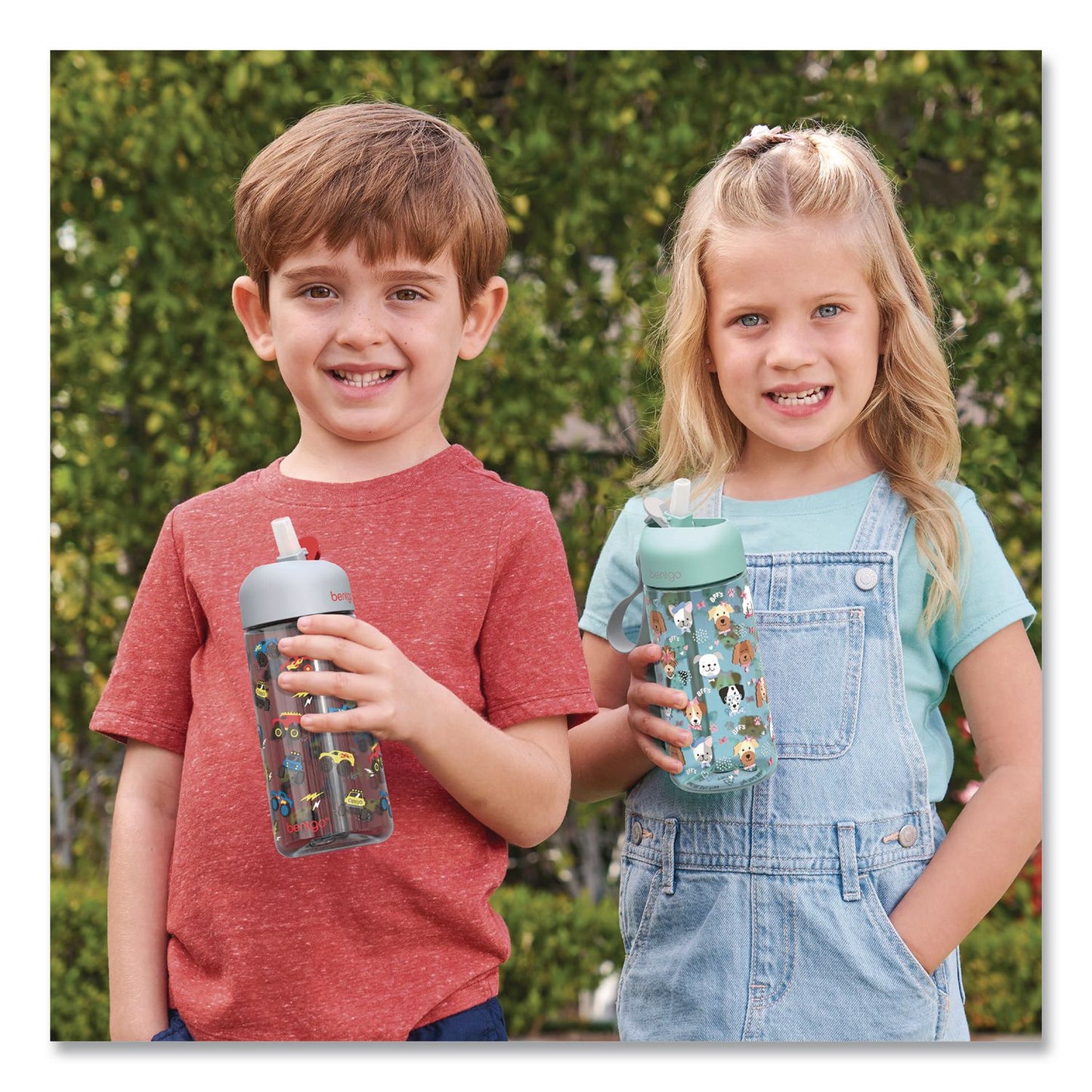 bentgo® Puppy Love Plastic Water Bottle, 15 oz, Multicolor (BEODWB1PPY)