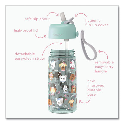 bentgo® Puppy Love Plastic Water Bottle, 15 oz, Multicolor (BEODWB1PPY)