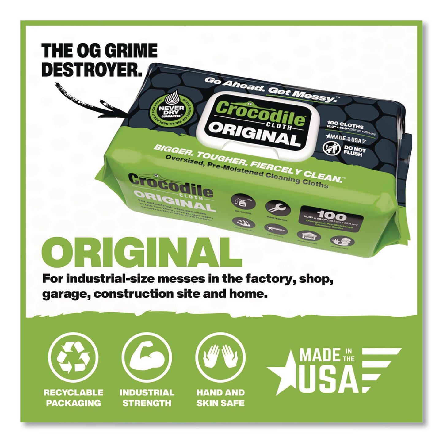 Crocodile Cloth® Original Cleaning Cloths, 10 x 15, White, 100/Pack (DIL5900100)