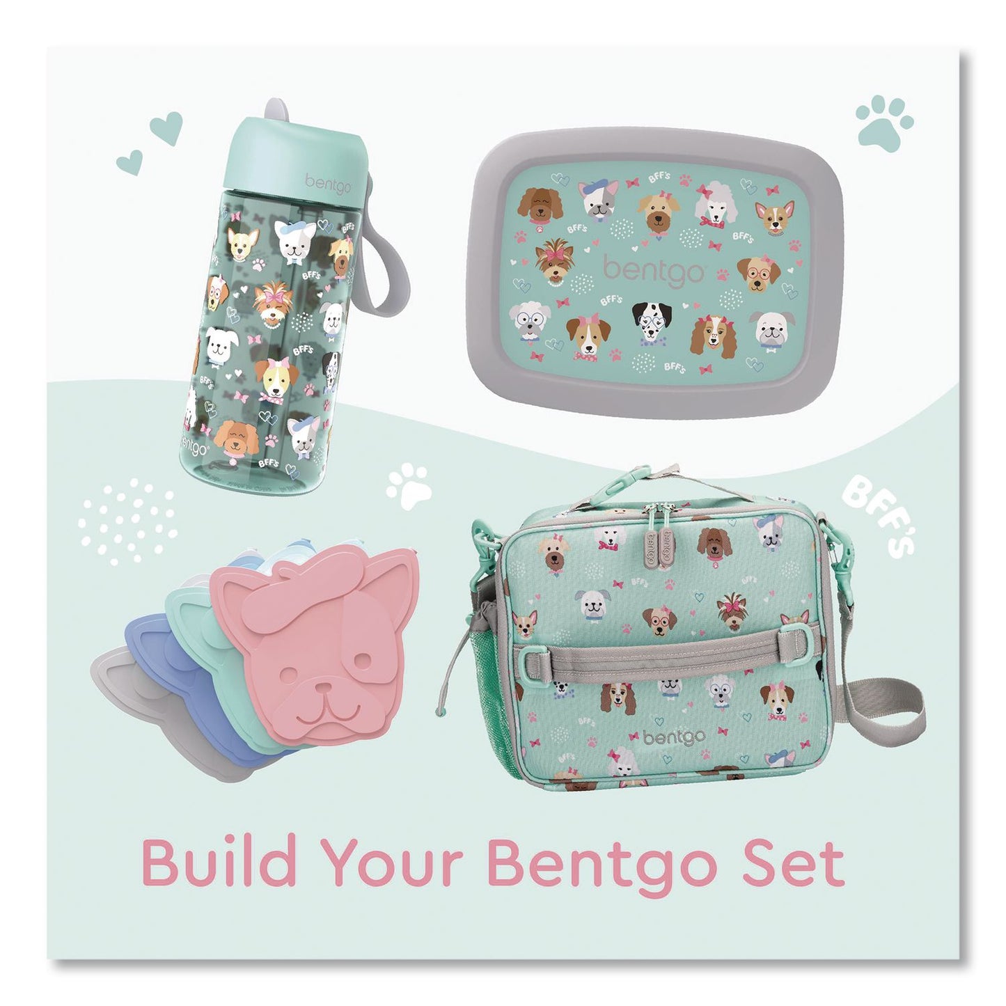 bentgo® Puppy Love Plastic Water Bottle, 15 oz, Multicolor (BEODWB1PPY)