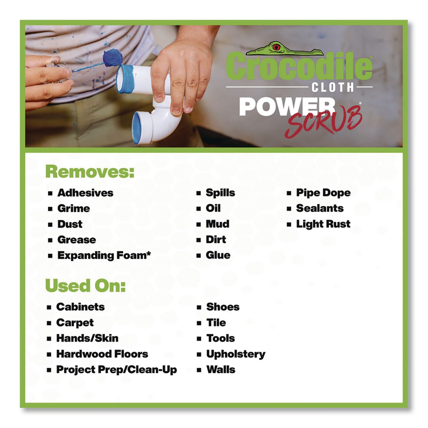 Crocodile Cloth® PowerSCRUB Cleaning Cloths, 10 x 15, White, 80/Pack (DIL6500080)