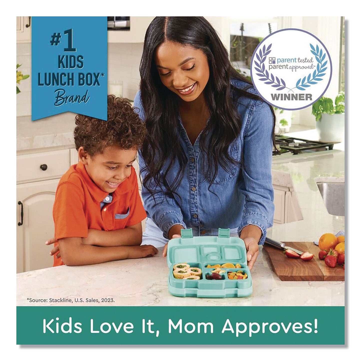 bentgo® Kids Five-Compartment Bento Box, 8.5" x 6.5" x 2", Seafoam Green (BEOKIDSSF)