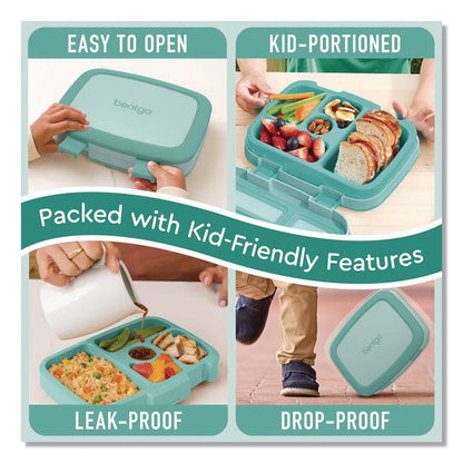 bentgo® Kids Five-Compartment Bento Box, 8.5" x 6.5" x 2", Seafoam Green (BEOKIDSSF)
