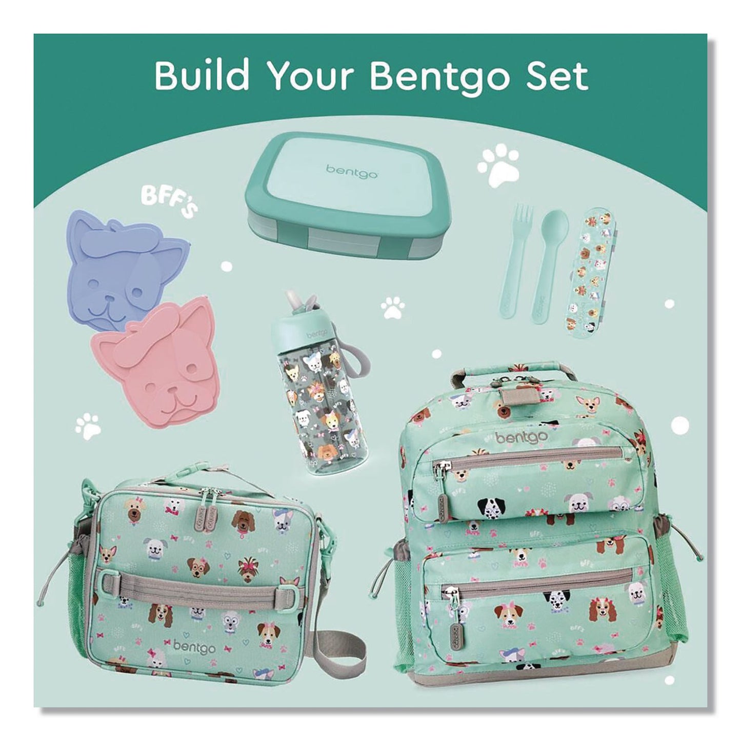 bentgo® Kids Five-Compartment Bento Box, 8.5" x 6.5" x 2", Seafoam Green (BEOKIDSSF)