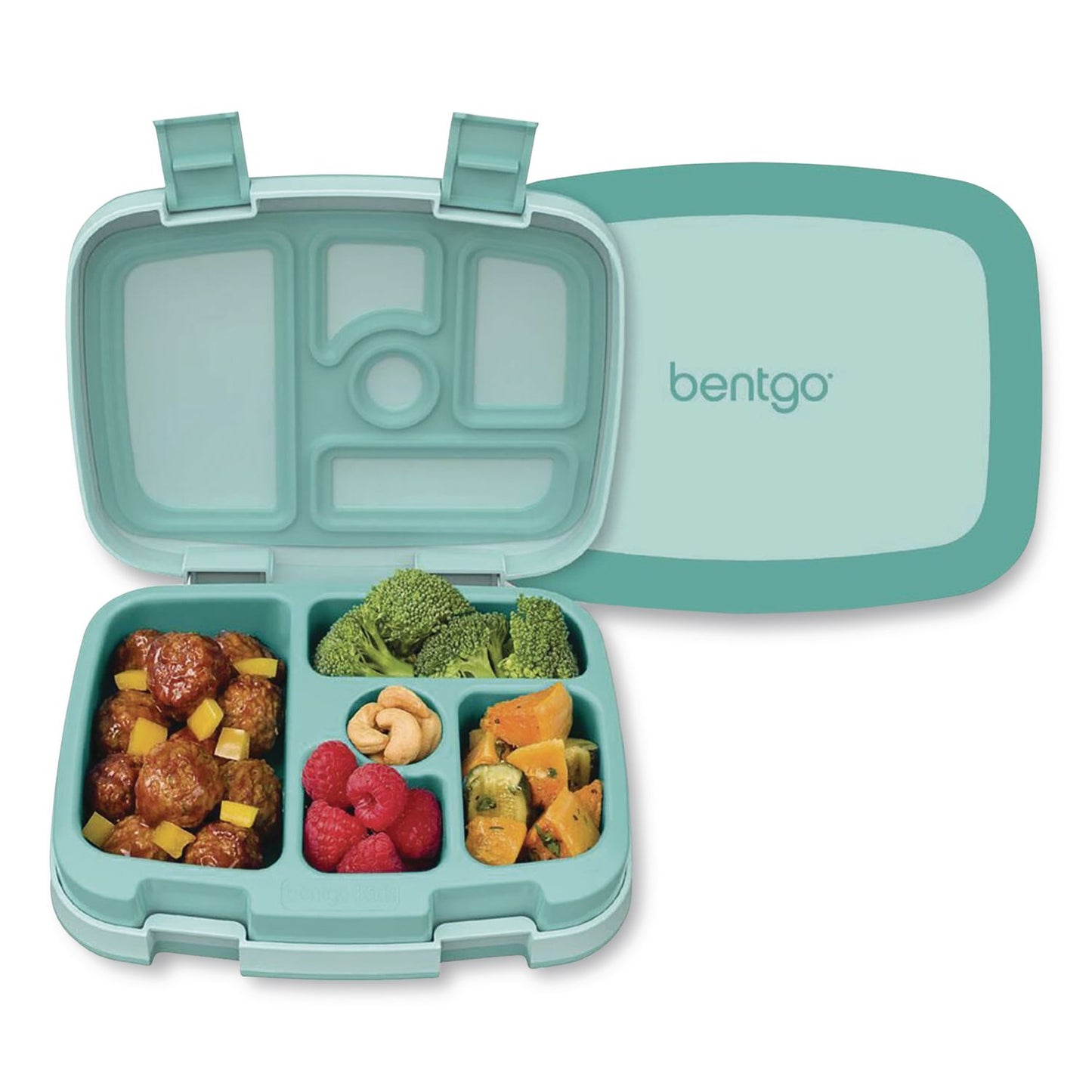 bentgo® Kids Five-Compartment Bento Box, 8.5" x 6.5" x 2", Seafoam Green (BEOKIDSSF)