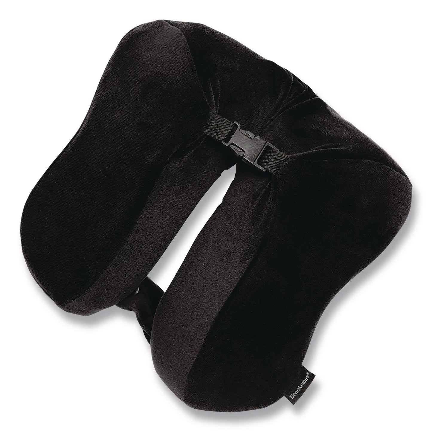 Brookstone® Memory Foam Fleece Travel Pillow, One Size Fits Most, 9.84 x 4.1 x 9, Black (BKTBNPM0002)