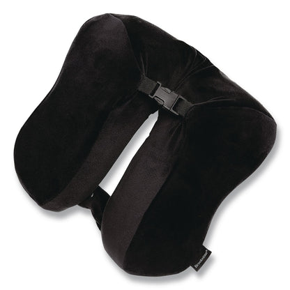 Brookstone® Memory Foam Fleece Travel Pillow, One Size Fits Most, 9.84 x 4.1 x 9, Black (BKTBNPM0002)