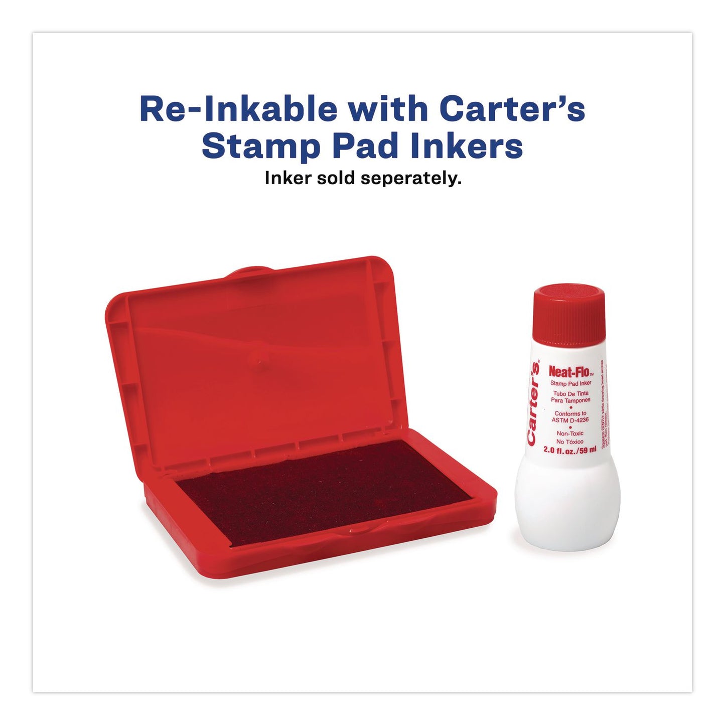 Carter's™ Pre-Inked Felt Stamp Pad, 4.25 x 2.75, Red, 36/Carton (AVE21071CT)