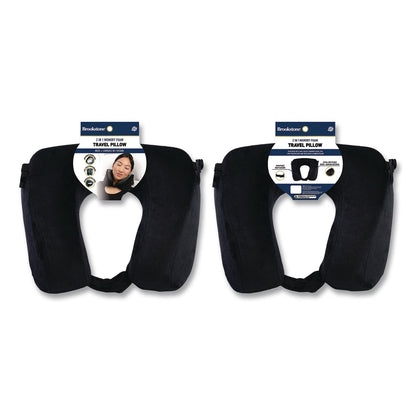 Brookstone® Memory Foam Fleece Travel Pillow, One Size Fits Most, 9.84 x 4.1 x 9, Black (BKTBNPM0002)