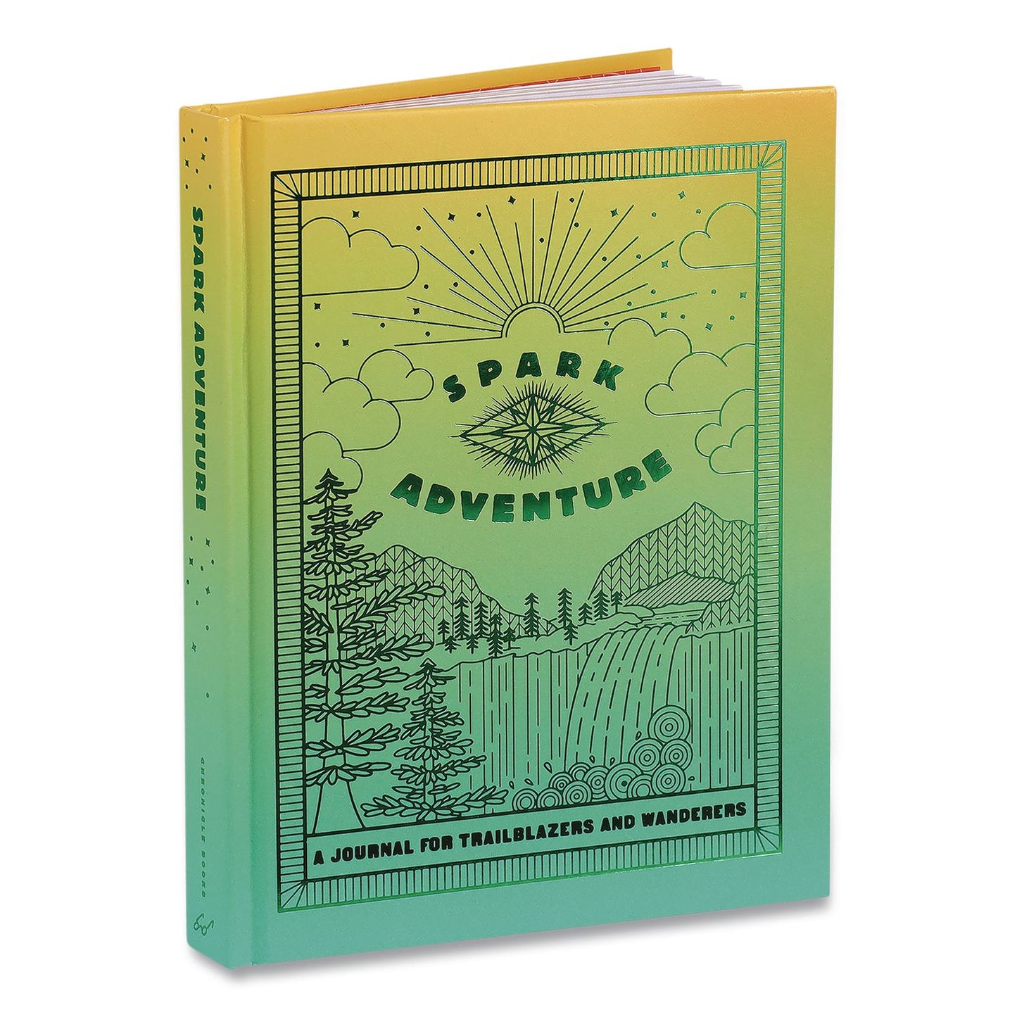 CHRONICLE BOOKS Guided Journal: Spark Adventure - A Journal for Trailblazers and Wanderers, Green/Gold Cover, (88) 8 x 6 Sheets (CHB978179722216)
