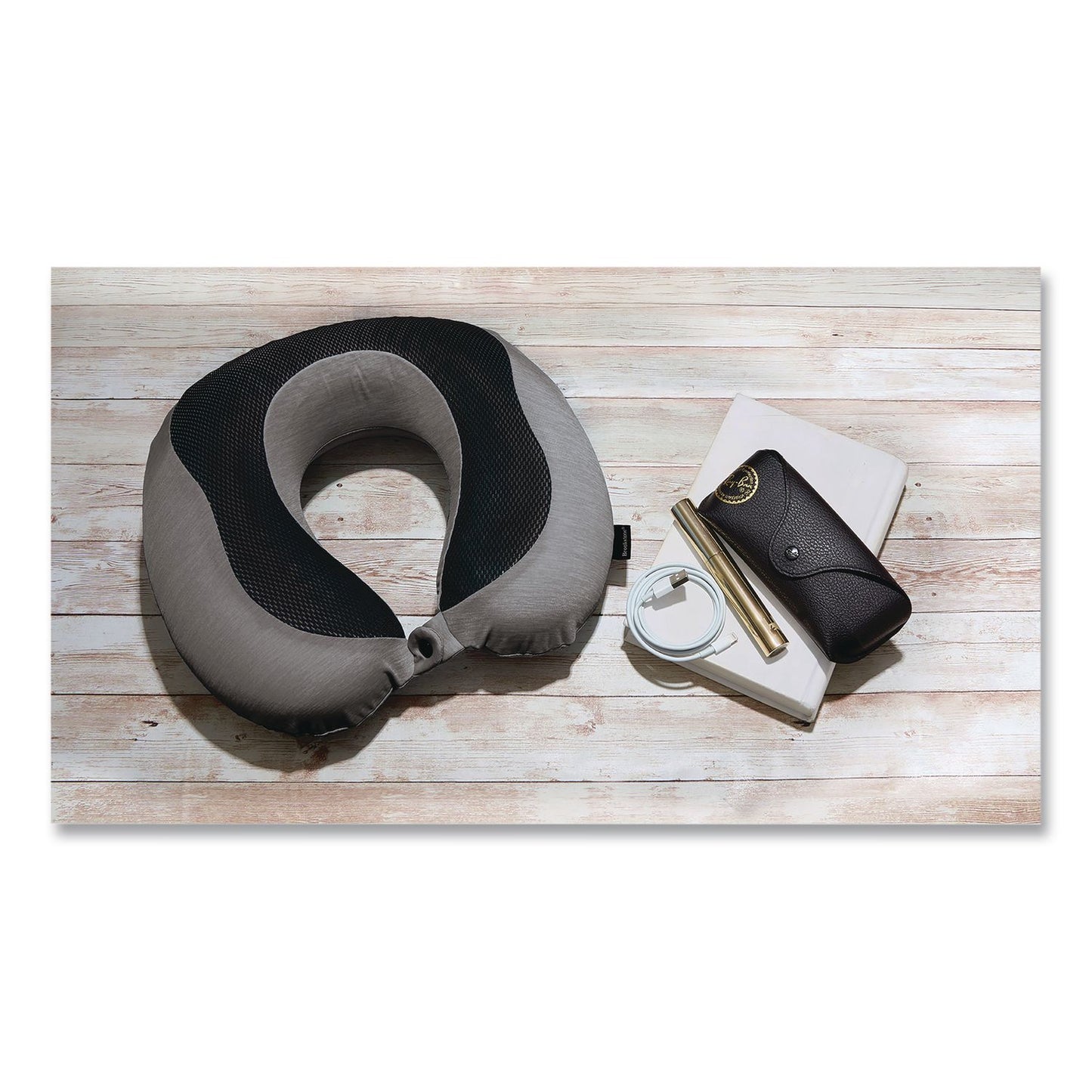 Brookstone® U-Shaped Memory Foam Travel Pillow, One Size Fits Most, 12.6 x 3.74 x 12.2, Gray/Black (BKTBNPM0007)