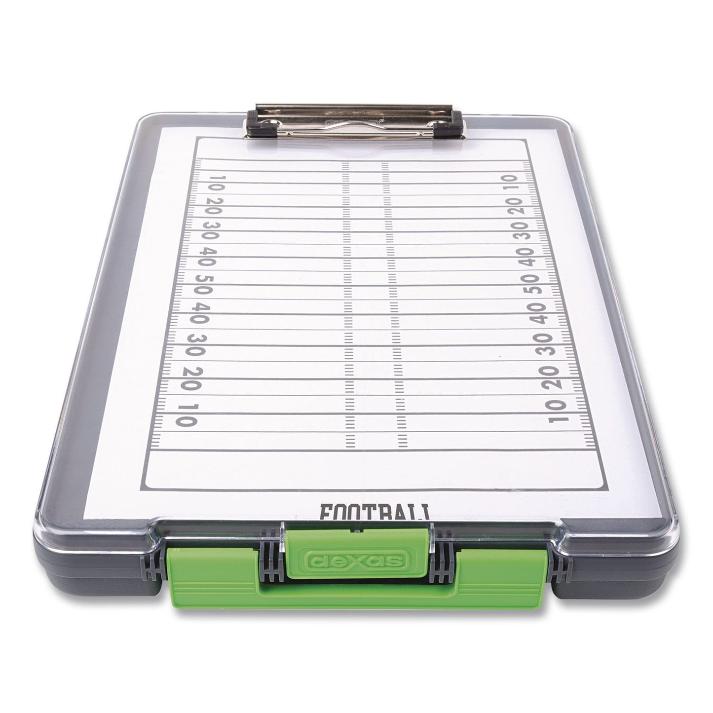 Dexas® ClearView Clipcase Storage Clipboard, 0.35" Clip Capacity, Holds 8.87 x 12.25 Sheets, Gray/Green (DSE5717802)