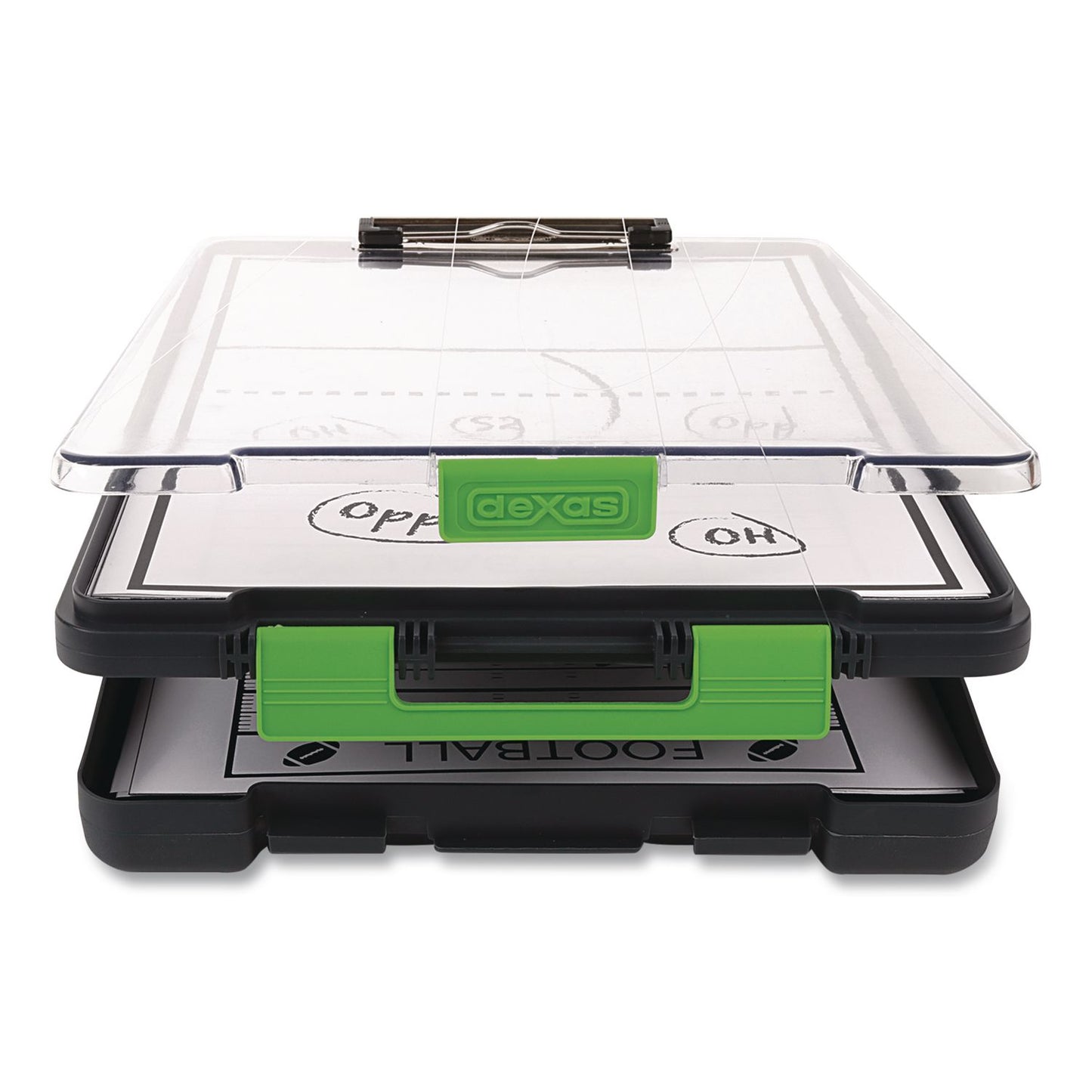 Dexas® ClearView Clipcase Storage Clipboard, 0.35" Clip Capacity, Holds 8.87 x 12.25 Sheets, Gray/Green (DSE5717802)