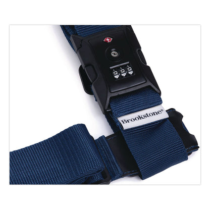 Brookstone® Cross Luggage Strap and TSA Combination Lock, Blue (BKTBSLS0001)