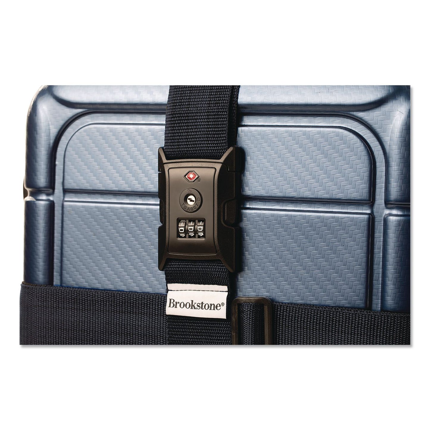Brookstone® Cross Luggage Strap and TSA Combination Lock, Blue (BKTBSLS0001)