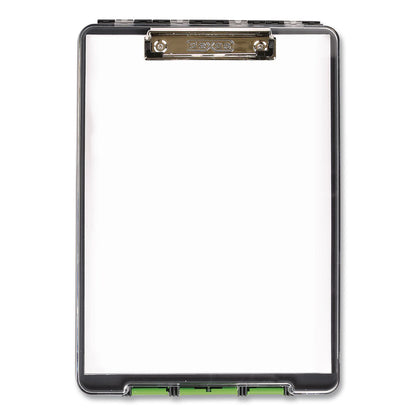 Dexas® ClearView Clipcase Storage Clipboard, 0.35" Clip Capacity, Holds 8.87 x 12.25 Sheets, Gray/Green (DSE5717802)