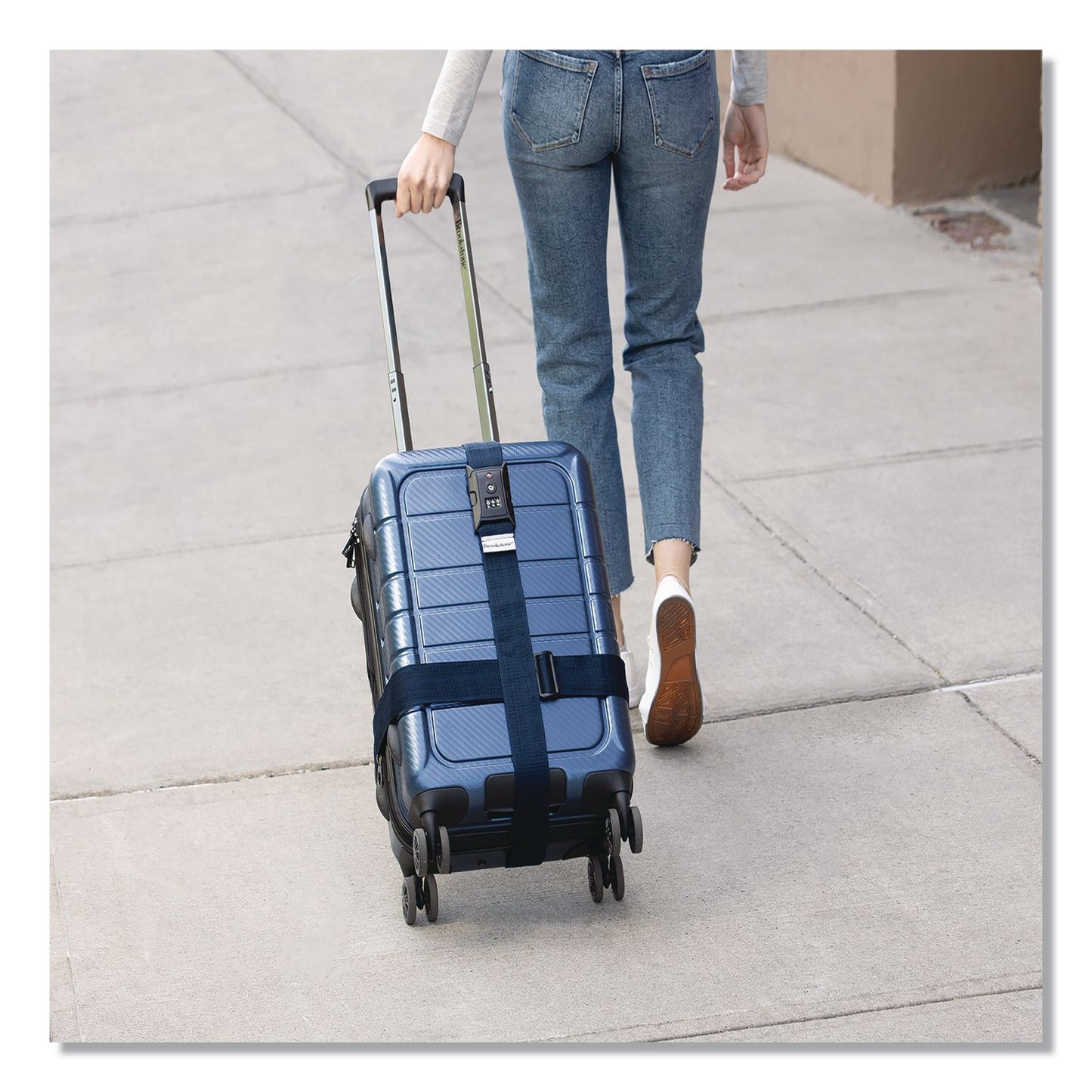 Brookstone® Cross Luggage Strap and TSA Combination Lock, Blue (BKTBSLS0001)