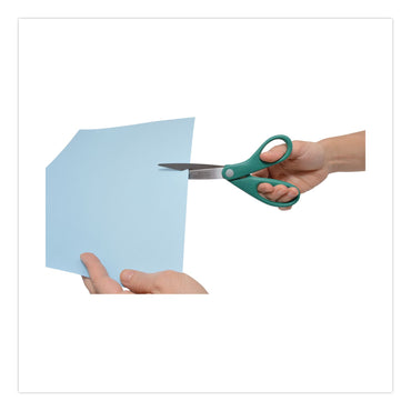 Westcott® KleenEarth Rice Husk Scissors, Pointed Tip, 8" Long, Straight Blue/Green Handle, 2/Pack (ACM14882036)