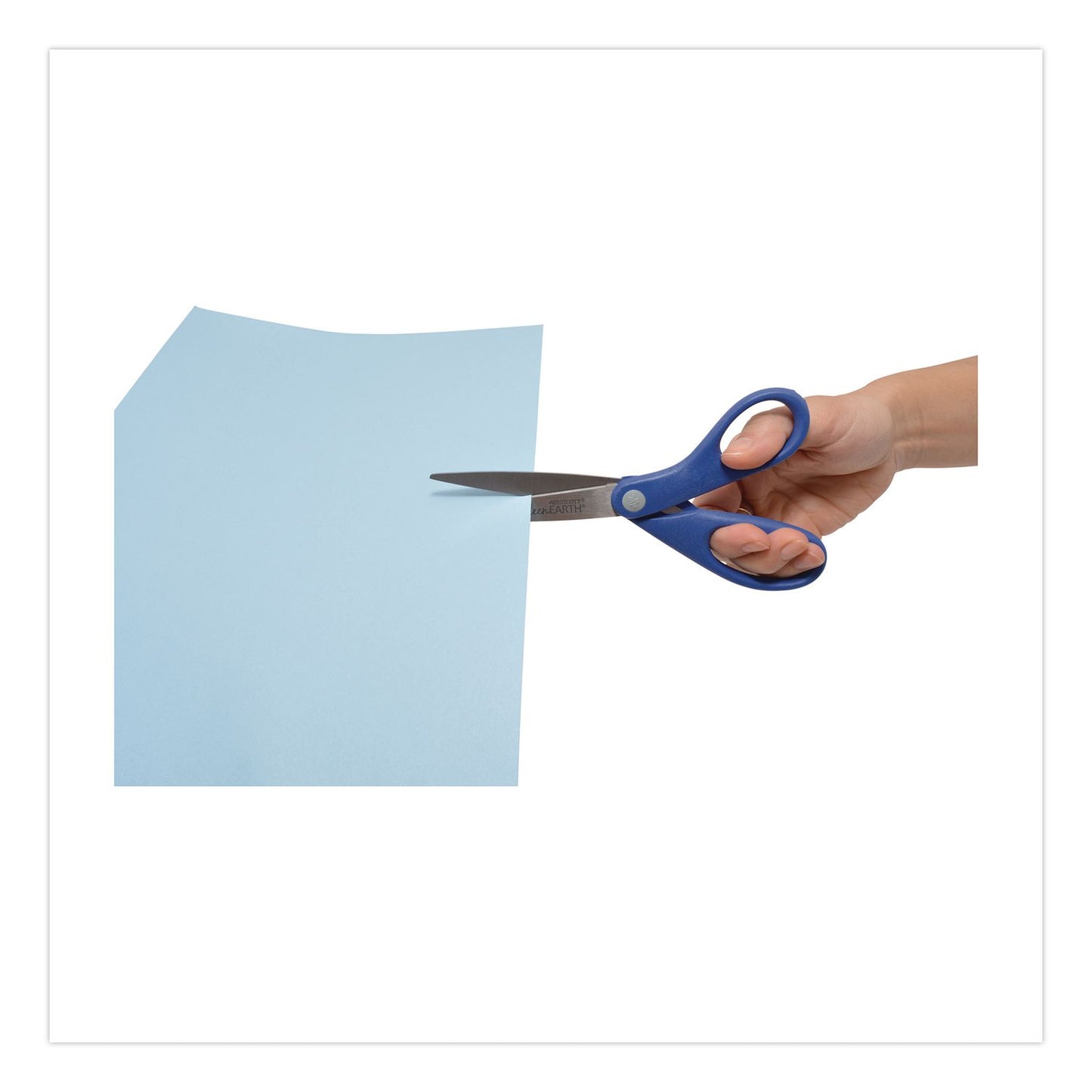 Westcott® KleenEarth Rice Husk Scissors, Pointed Tip, 8" Long, Straight Blue/Green Handle, 2/Pack (ACM14882036)