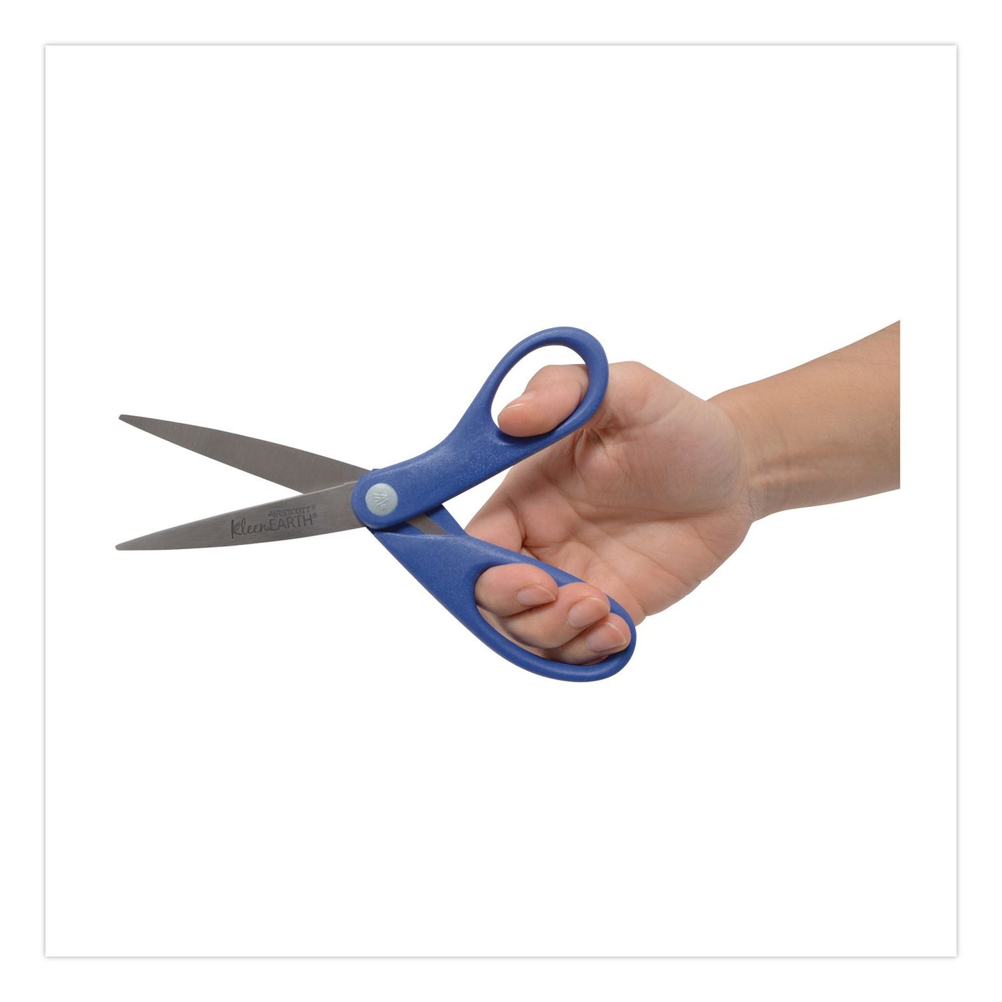 Westcott® KleenEarth Rice Husk Scissors, Pointed Tip, 8" Long, Straight Blue/Green Handle, 2/Pack (ACM14882036)