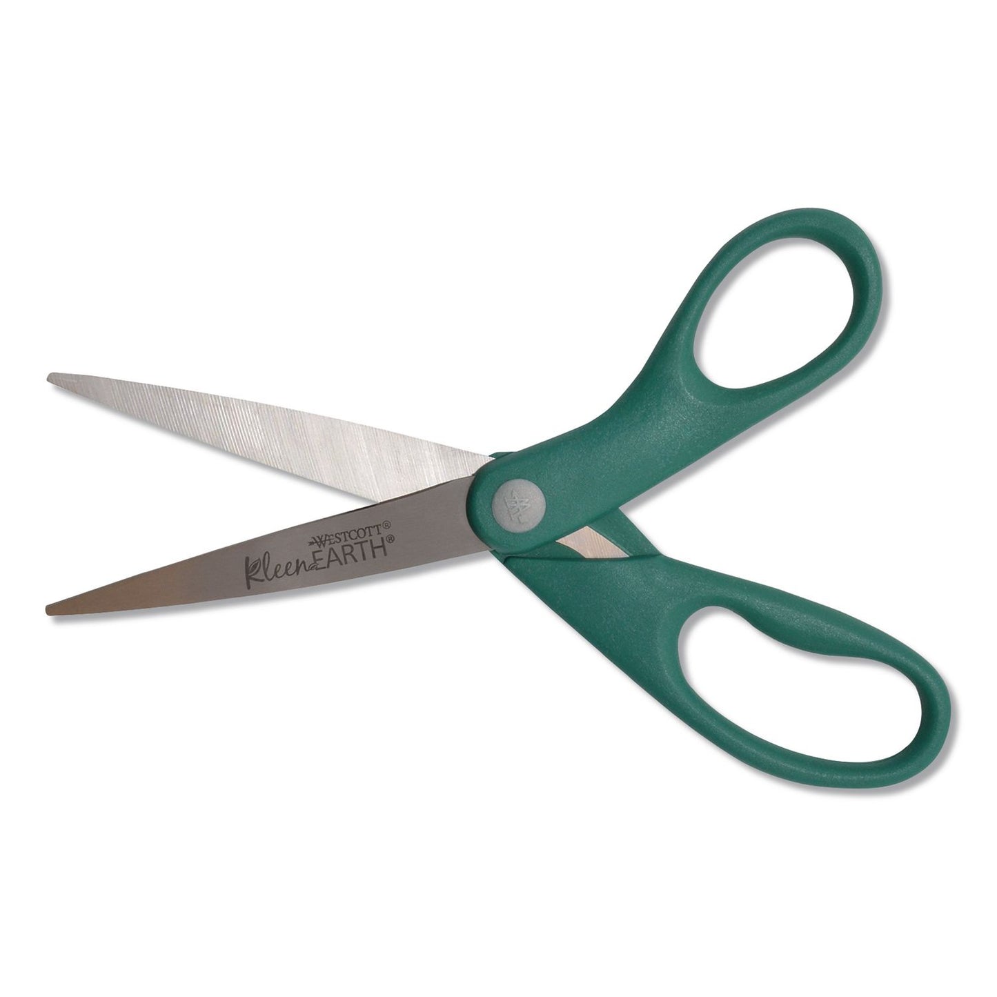 Westcott® KleenEarth Rice Husk Scissors, Pointed Tip, 8" Long, Straight Blue/Green Handle, 2/Pack (ACM14882036)