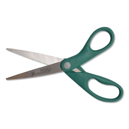 Westcott® KleenEarth Rice Husk Scissors, Pointed Tip, 8" Long, Straight Blue/Green Handle, 2/Pack (ACM14882036)
