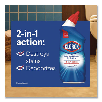 Clorox® Disinfecting Toilet Bowl Cleaner with Bleach, Rain Clean Scent, 24 oz Bottle, 2/Pack, 6 Packs/Carton (CLO30924CT)
