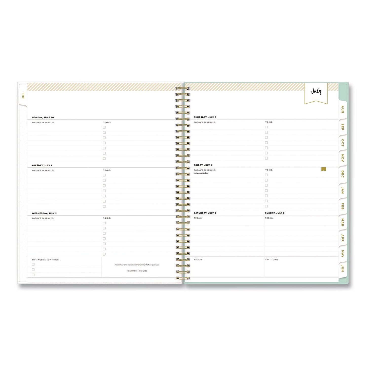 Blue Sky® Day Designer Secret Garden Mint Academic Weekly/Monthly Twin-Wire Notes Planner, 11 x 8.5, 12-Month: July 2025 to June 2026 (BLS137896A26)