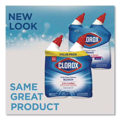 Clorox® Disinfecting Toilet Bowl Cleaner with Bleach, Rain Clean Scent, 24 oz Bottle, 2/Pack, 6 Packs/Carton (CLO30924CT)