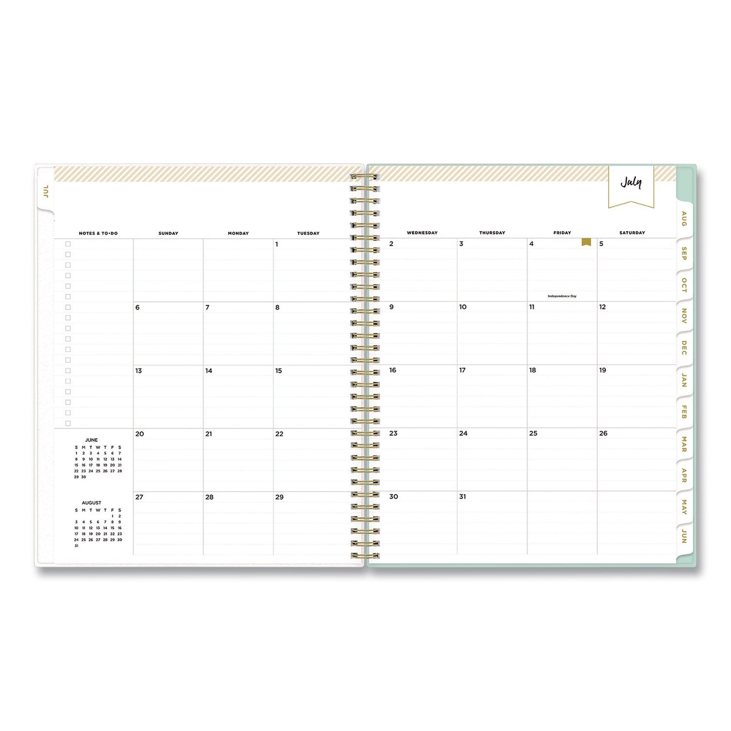 Blue Sky® Day Designer Secret Garden Mint Academic Weekly/Monthly Twin-Wire Notes Planner, 11 x 8.5, 12-Month: July 2025 to June 2026 (BLS137896A26)