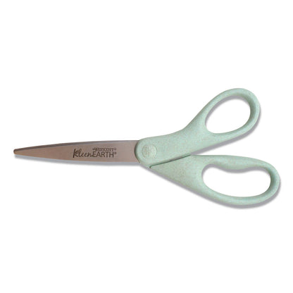 Westcott® KleenEarth Rice Husk Scissors, Pointed Tip, 8" Long, Straight Sage Blue Handle (ACM17350)