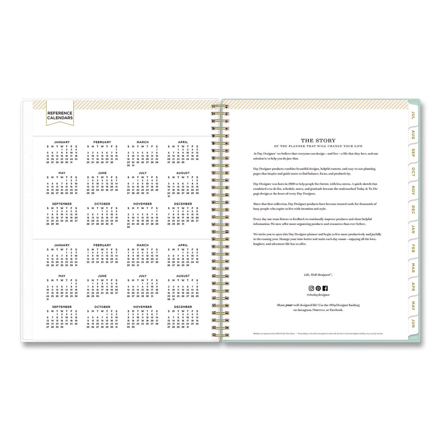 Blue Sky® Day Designer Secret Garden Mint Academic Weekly/Monthly Twin-Wire Notes Planner, 11 x 8.5, 12-Month: July 2025 to June 2026 (BLS137896A26)