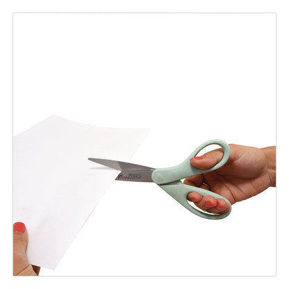 Westcott® KleenEarth Rice Husk Scissors, Pointed Tip, 8" Long, Straight Sage Blue Handle (ACM17350)