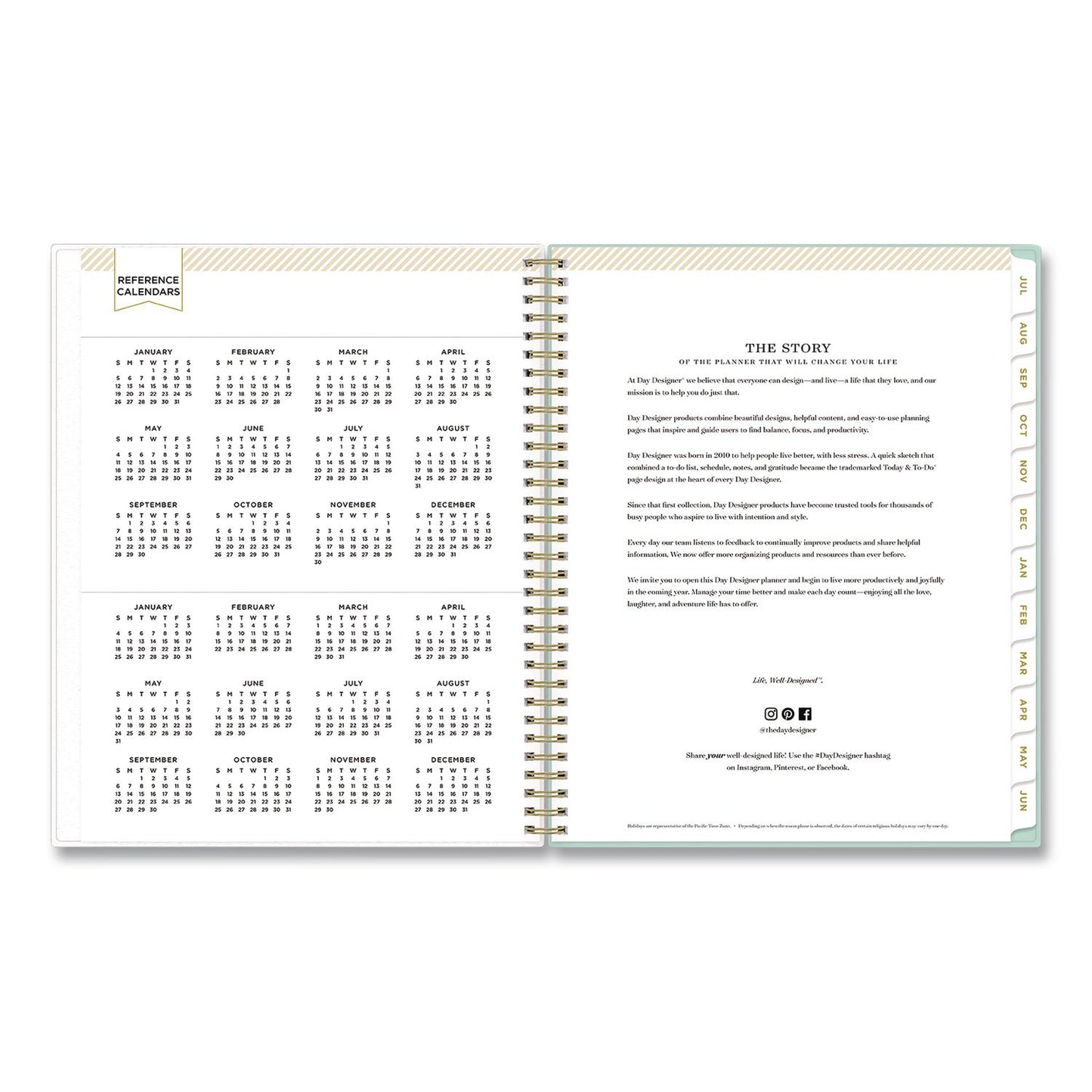 Blue Sky® Day Designer Secret Garden Mint Academic Weekly/Monthly Twin-Wire Notes Planner, 11 x 8.5, 12-Month: July 2025 to June 2026 (BLS137896A26)