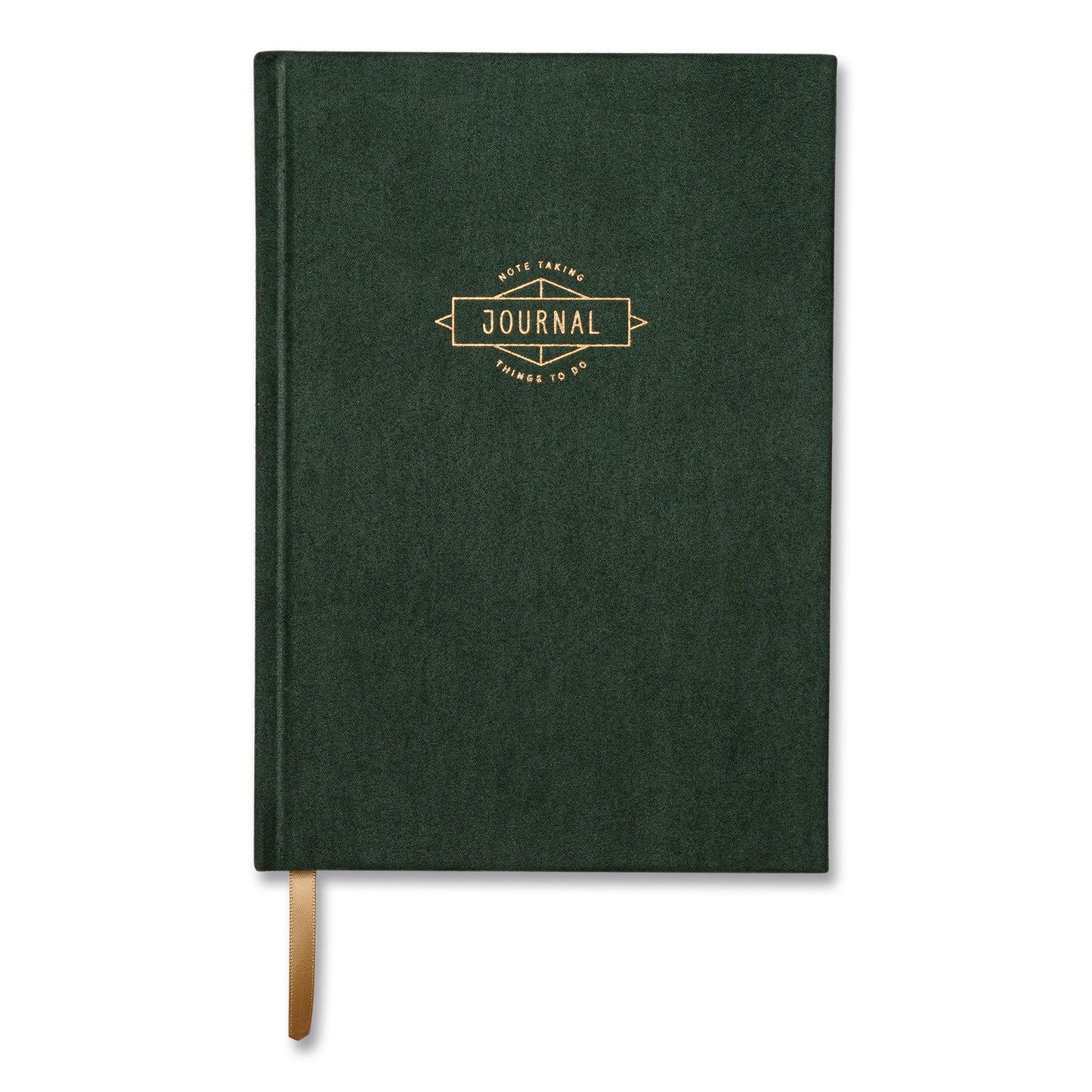 DesignWorks Ink® Hardcover Journal, Narrow Rule, Green/Gold Soft-Touch Synthetic Suede Cover, (80) 7.88 x 5.5 Sheets (DWOTJB5824ST)
