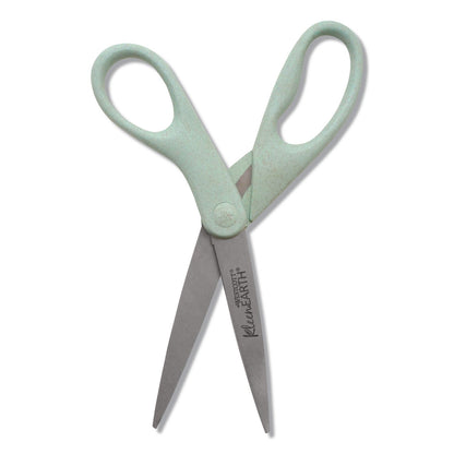 Westcott® KleenEarth Rice Husk Scissors, Pointed Tip, 8" Long, Straight Sage Blue Handle (ACM17350)