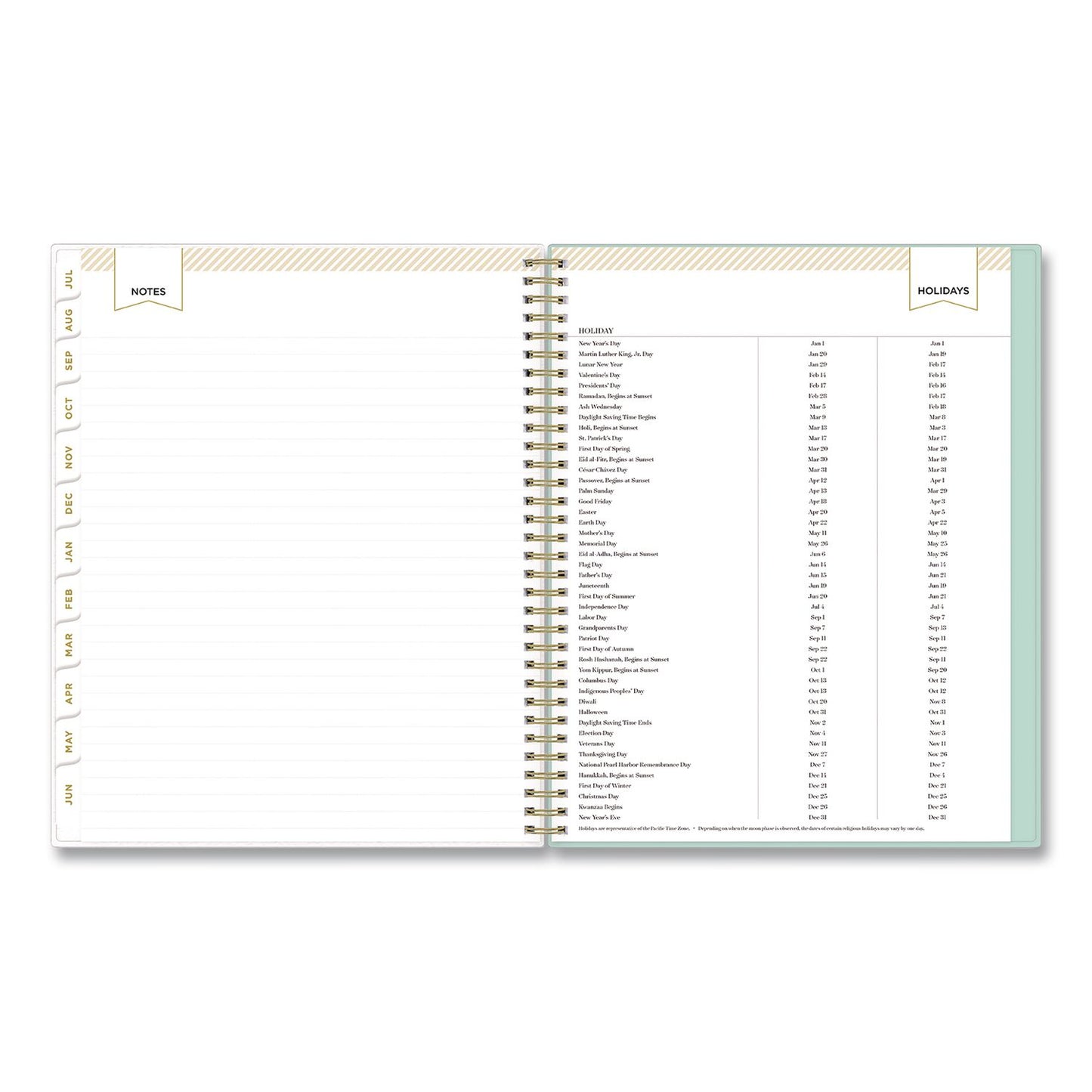 Blue Sky® Day Designer Secret Garden Mint Academic Weekly/Monthly Twin-Wire Notes Planner, 11 x 8.5, 12-Month: July 2025 to June 2026 (BLS137896A26)