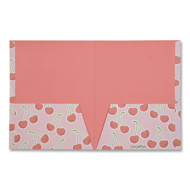 DesignWorks Ink® Fruit Themed Laminated Two-Pocket Folder, Randomly Assorted Designs, 3-Hole Punched, 11 x 8.5, Randomly Assorted Colors (DWOTPFA114ST)