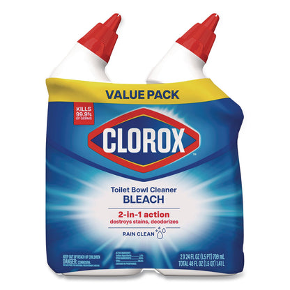 Clorox® Disinfecting Toilet Bowl Cleaner with Bleach, Rain Clean Scent, 24 oz Bottle, 2/Pack, 6 Packs/Carton (CLO30924CT)