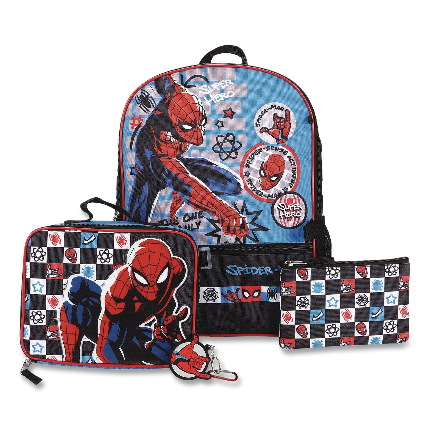 Bioworld® Spiderman Kids 5-Piece Backpack Set, 16", Multicolor (BWRB1B7XT6USMSB)