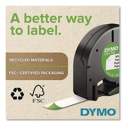 DYMO® LetraTag Plastic Labels, 0.5" x 13 ft, White, 3 Cassettes/Pack (DYM2156092)