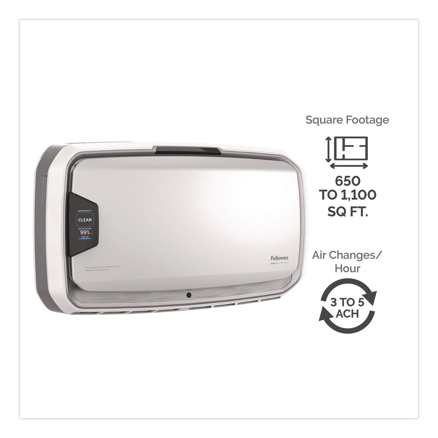 Fellowes® AeraMax Pro AM4 PC H13 True HEPA Hardwired Wall Mounted Air Purifier, 1,100 sq ft Room Capacity, Stainless Steel (FEL9573101)