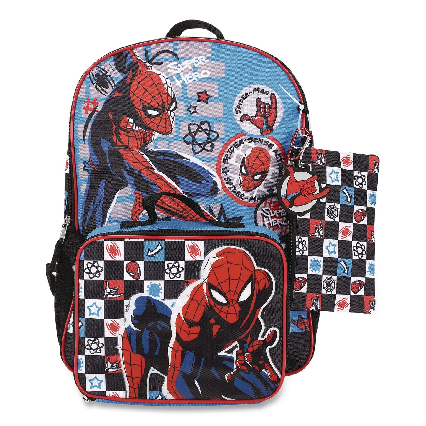 Bioworld® Spiderman Kids 5-Piece Backpack Set, 16", Multicolor (BWRB1B7XT6USMSB)