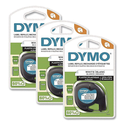 DYMO® LetraTag Plastic Labels, 0.5" x 13 ft, White, 3 Cassettes/Pack (DYM2156092)