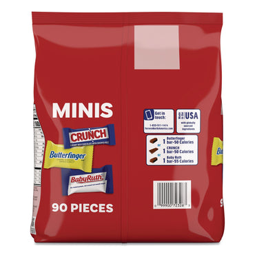 FERRERO ROCHER Baby Ruth, Butterfinger, Crunch Minis Party Pack, 90 Pieces, 32.4 oz Bag (FER689517)