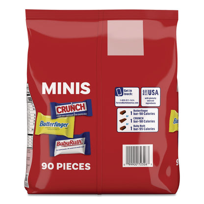 FERRERO ROCHER Baby Ruth, Butterfinger, Crunch Minis Party Pack, 90 Pieces, 32.4 oz Bag (FER689517)